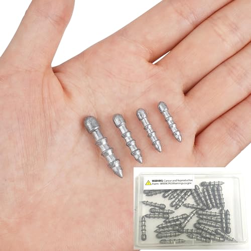 Fishing Weights Sinkers for Bass Fishing Tackle Insert Sinker for Fishing Lures Lead Fishing Nail Weight for Plastic Worm Soft Plastic Baits Neko Rig Wacky Rig Size 1/32oz 1/25oz 1/16oz 1/8oz - size: 1.15g - 25 PACK
