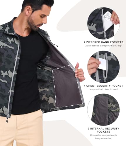 Little Donkey Andy Men's Lightweight Quick Dry Vest Packble Outerwear Sleeveless Windproof Jacket for Golfing Cycling Running - color: Camo, size: XX-Large