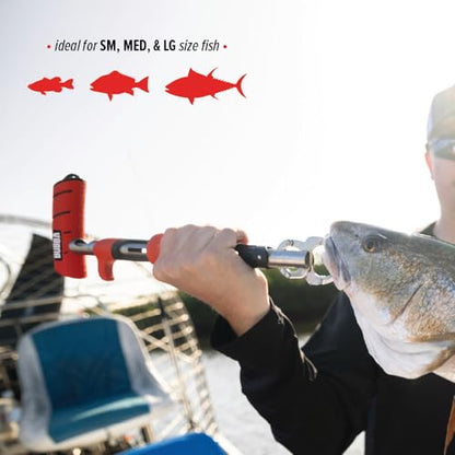 Bubba Fish Lip Grabber, Non-Slip Handle, Easy Reach Trigger, Analog Fish Scale, Marine Rated Stainless Steel for Freshwater and Saltwater Fishing