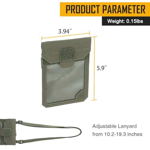 IDOGEAR Tactical ID Card Holder Visual Surface EDC Pouch with Zipper Pocket Badge Holders Credit Card Organizer Holster Neck Lanyard Hanging Hook and Loop Closure Pouches - color: Ranger Green