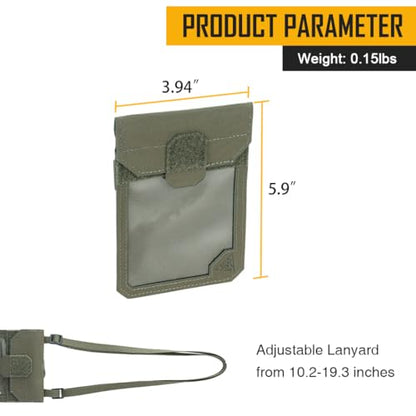 IDOGEAR Tactical ID Card Holder Visual Surface EDC Pouch with Zipper Pocket Badge Holders Credit Card Organizer Holster Neck Lanyard Hanging Hook and Loop Closure Pouches - color: Ranger Green