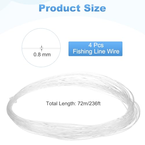 uxcell Fishing Line Wire Nylon Fishing String Wire Monofilament Invisible Cord for Hanging Decorations Balloon Crafts Jewelry Beading Making - size: 236ft