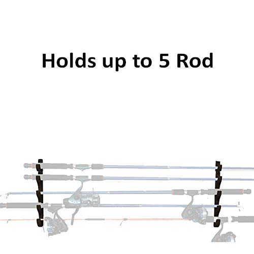 Pmsanzay Fishing Rod Wall Storage Rack, Fishing Pole Holder for Garage & Cabin & Basement, Heavy Duty - Holds up to 5 Fishing Rods