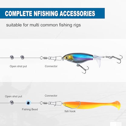 100 Pcs Fishing Lures Ploppers Equipment Tackle Gear Box for Bass, Floating Rotating Tail, Hard Fish Kit with Soft Lure,Hooks, Accessories Tools,Plastic Bait, Swimbait