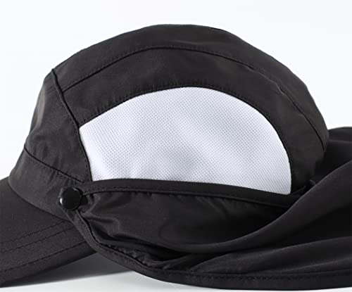 Connectyle Kids Sun Hat with Removable Neck Flap UPF 50+ Sun Protection Baseball Cap Summer Beach Sun Hats 3-6 Years - color: Black
