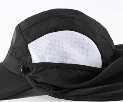 Connectyle Kids Sun Hat with Removable Neck Flap UPF 50+ Sun Protection Baseball Cap Summer Beach Sun Hats 3-6 Years - color: Black