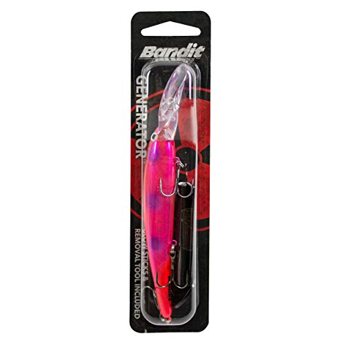 Bandit Generator Multi-Species Minnow Jerkbait Glowing Fishing Lure, Fishing Accessories, Excellent for Bass and Walleye, 4 5/8", 3/4 oz, Spill