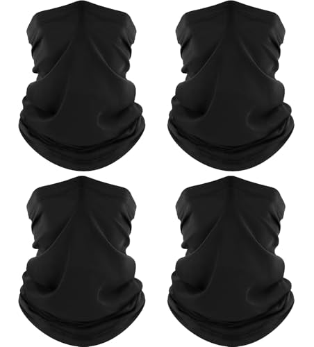 ROXUN Neck Gaiter, 4 Pack Summer Cooling Breathable Face Mask for Outdoors | Stretch Moisture Wicking, UPF 50, Wind Dust UV Protection, Unsiex - color: 4 Black