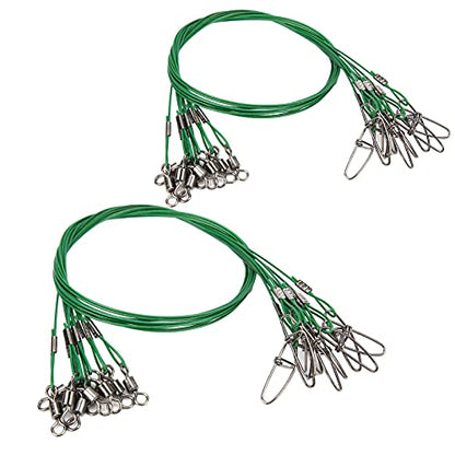 Anti Bite Fishing Line Steel Wire Leader with Rolling, Heavy Duty Fishing Wire Leash for Sea Enthusiasts - color: Green