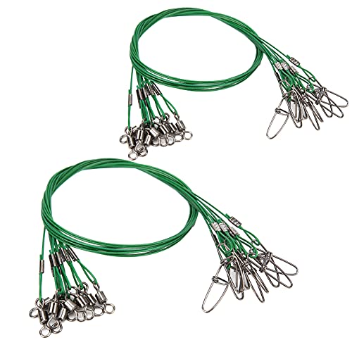 RiToEasysports Fishing Wire Line Leash, Anti Bite Steel Fishing Leader with Rolling, for Sea Boat Deep Sea - color: Green