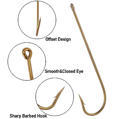 Dr.Fish 100 Pack Aberdeen Fishing Hooks Freshwater Hooks Extra Long Shank Bronze Light Wire Offset Live Bait Hooks Bass Crappie Walleye Panfish Bluegill Bream - size: #4-100 Pack