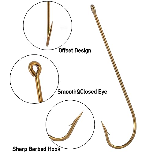 Dr.Fish 100 Pack Aberdeen Fishing Hooks Freshwater Hooks Extra Long Shank Bronze Light Wire Offset Live Bait Hooks Bass Crappie Walleye Panfish Bluegill Bream - size: #4/0-100 Pack