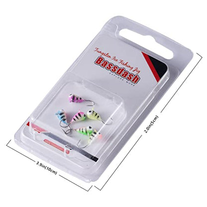 BASSDASH Tungsten Ice Fishing Jigs with Glowing Paint Fishing Lures for Winter Ice Jigging Crappie Bluegill, 6-Pack - color: BI10 - B, size: 5.0mm - 1/16 oz. - #12 Hook