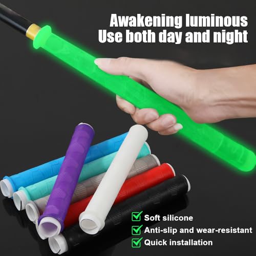 Fishing Rod Handle Cover, Silicone Fishing Pole Tube Sleeve with Non-Slip Design for 13mm-37mm Handle - color: White (luminous)