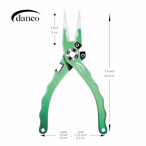 danco duffy 7.5-inch Fishing Pliers with Replaceable Line Cutters, Aircraft Grade Aluminum Fishing Gear, Saltwater Resistant Fishing Tools, Rubberized Paint Coating (Emerald) - color: Emerald