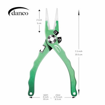 danco duffy 7.5-inch Fishing Pliers with Replaceable Line Cutters, Aircraft Grade Aluminum Fishing Gear, Saltwater Resistant Fishing Tools, Rubberized Paint Coating (Emerald) - color: Emerald