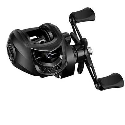 Metal + Nylon Baitcasting Reel - 7.2:1 High-Speed, Metal Spool, Dual Magnetic Brake, 8kg Drag, Long-Casting Anti-Backlash Lure Reel for Bass & Multi-Species Fishing - color: Black