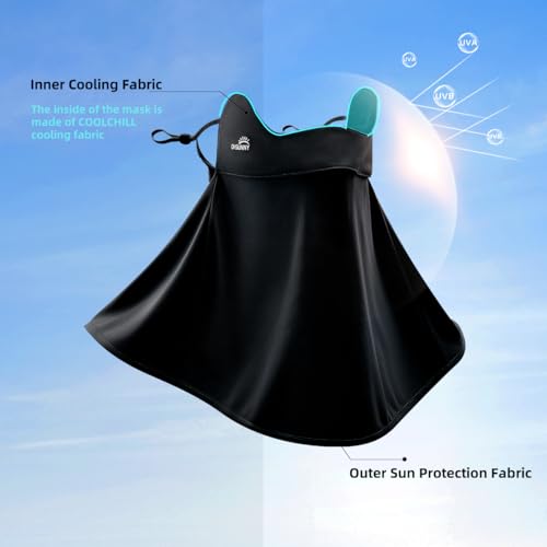 Sun UV Face Mask UPF 50+ Breathable Face Cover Scarf Cooling Neck Gaiter Outdoor Cycling Hiking SLF6M005T - color: Black