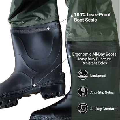 Savvycraft Chest Fishing Waders with Boots 700D Waterproof for Men & Women - size: M13
