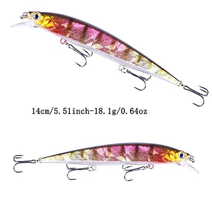 Jerk Baits for Bass Fishing, Jerkbait Fishing Lures, Minnow Lures Jerk Bait for Freshwater/Saltwater Fishing Lures for Trout Pike, 5pcs/10pcs with Box - color: I:5.51in/0.64oz/5pcs