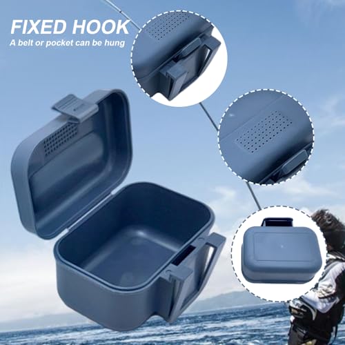 Worm Box, Plastic Fishing Live Bait Box, Breathable Holes Bait Bucket with Leakproof Lid, Clip on Worm Container for Belt