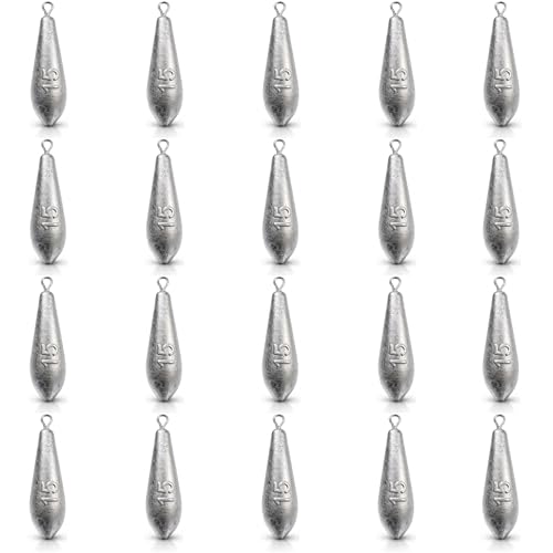 Teardrop Drop Shot Sinkers – Lead Fishing Weights & Sinkers for Bass, Catfish & Surf Fishing – Freshwater & Saltwater – 10 Sizes 1/2oz to 7oz, More Per Pack - style: 15g/1/2oz – 20pcs