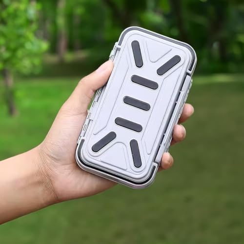 Double Sided Waterproof Fishing Tackle Box, Small Portable Lure Case with Compartments for Hooks Baits (Grey)