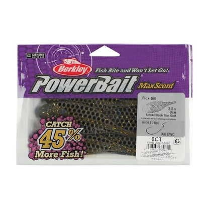 Berkley PowerBait MaxScent Flux-Gill - color: Smoke Black Blue Gold, size: 3 1/2"