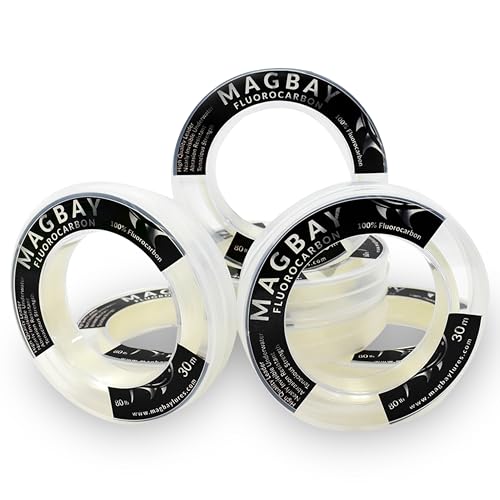 MagBay Lures 100% Pure Fluorocarbon Leader Line - Saltwater & Freshwater Invisible Fluorocarbon Fishing Leader Line, Strong Performance 150, 130, 100, 80, 60 & 40 lbs 33 Yard - size: 100lbs