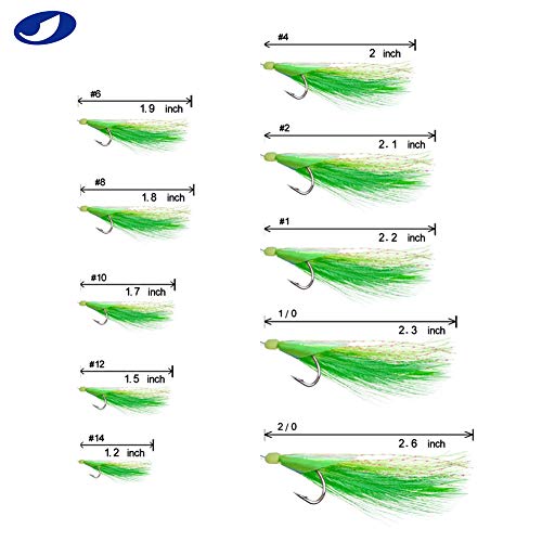 OCEAN CAT Fishing Rigs Saltwater Bait, Feather & Fish Skin 6 String Hooks Fishing Lure Tackle,Red/Green 10 Packs - size: 8#-20 packs