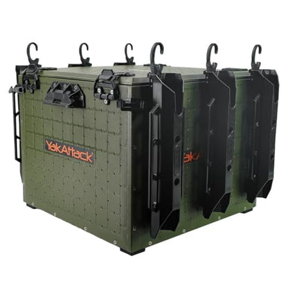 YakAttack BlackPak Pro Kayak Fishing Crate - Ranger Green | 16" x 16" Riggable Kayak Gear Storage System with Hinged Lid, GridLoc Mount Panels & 6 TetherTube Rod Holders | Lightweight Tankwell Crate - color: Ranger Green, size: 16"x16"x13"