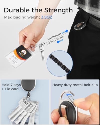 KTRIO ID Badge Holder with Retractable Reel, Vertical, 2 Pack | Fits 2.5x3.4" Cards, Clear Vertical Holder, 24" Retractable Badge Reel, Metal Clip & Key Ring, 2-Pack Set - style: 2 Pcs | Vertical
