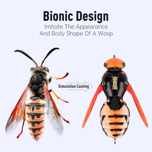 Kingdom Wasp Crawl Bait Insect Bionic Floating Fishing Lures Swimbaits Hard Artificial Baits Lure Freshwater and Saltwater Bass Carp Pike Walleye Fishing ABS Material Carbon Steel Three Book Hook - color: 03, size: 4.2g