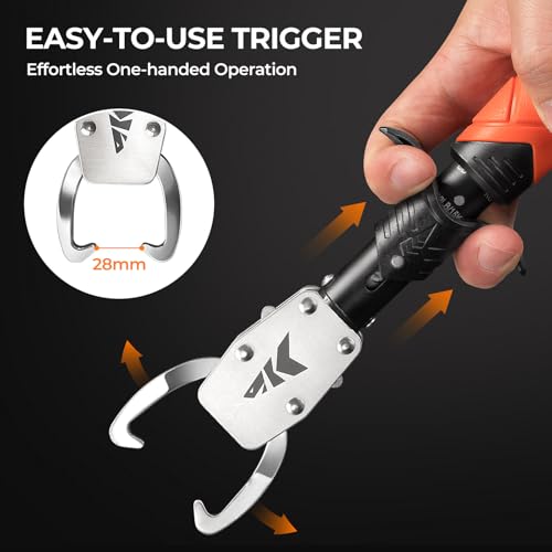 KastKing Paradox 11" Stainless Steel Lip Grip with Integrated Scale, Corrosion-Resistant, Non-Slip Handle, Swivel Jaws, 32lbs Scale Design, Durable Fishing Tool for Safe, Easy Catch & Release - style: C: 11'' Lip Grip with Scale