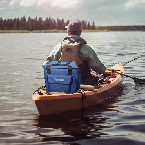 Kayak Crate Bag Durable Saltwater- Resistant Kayak Fishing Bag with 3 Fishing Rod Holders Large Kayak Fishing Tackle Storage Bag for Milk Crate-13x13 in - color: Blue