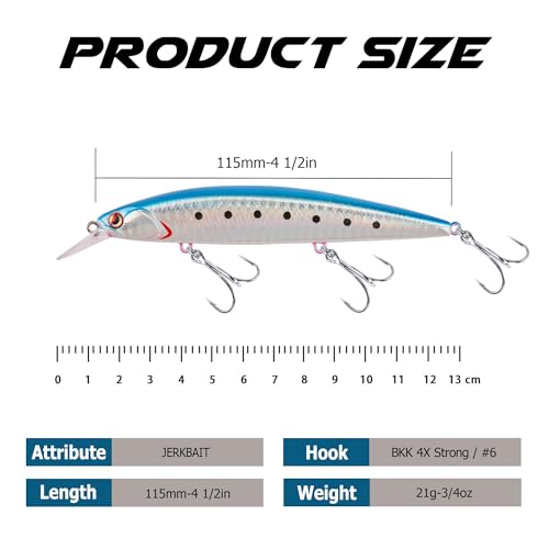 LITTMA Shore Cast 115 Saltwater Sinking Minnow Jerkbait Fishing Plug - color: Halibut killer