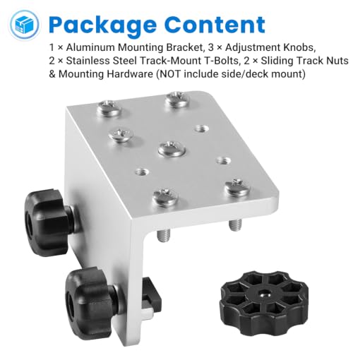 90° Boat Gunnel Track Mount Bracket for Rod Holders, Downriggers, Fish Finders & Marine Accessories, Aluminum Mounting Base for Lund, Ranger and Lowe Boats