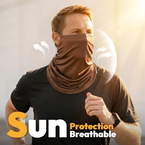 HONGTEYA 6 Pack Summer Neck Gaiter, UV Protection Cooling Face Mask Breathable Bandana Head Scarf Face Cover for Men Women - color: Multicolor Solids