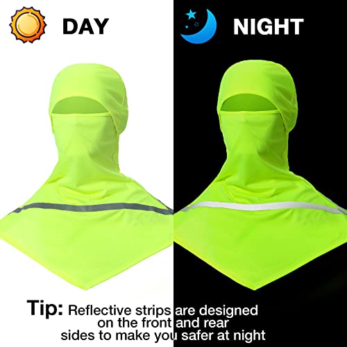 Seematn 4 Pcs Summer Balaclava Men Women Sun Face Mask for UV Protection Neck Covers with Reflective Strip Construction Work - color: Neon Yellow