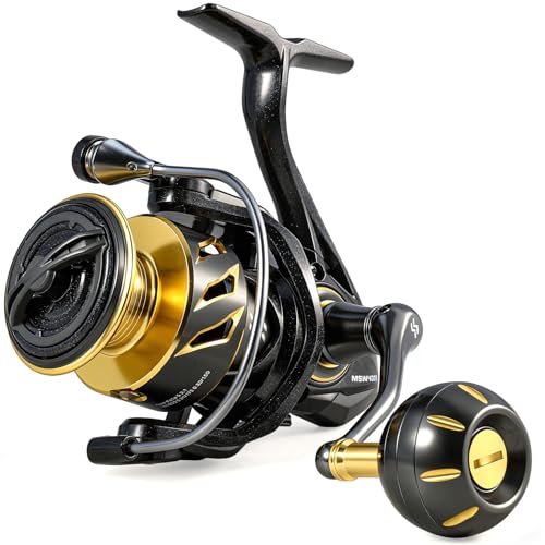 Sougayilang Spinning Reel – 26LB Drag & Loud Metal Clicker, 5.2:1 Gear Ratio, 13+1 Bearings, 4-Point Waterproof, CNC Aluminum Spool & Handle for Bass Trout Salmon - size: 2000