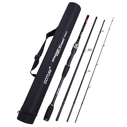 Goture 4-Piece Travel Carbon Fishing Rod M/MH Action 6.6-12ft Multi-Colors | Goture multi-spec travel fishing rods adopt upgraded high-grade carbon fiber blank with premium Fuji line guides - color: O Ring, size: Spinning/7'-Moderate-Fast/Medium
