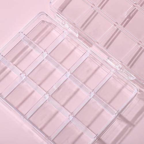 12 grid acrylic storage box, 4.4 x 3.5 x 0.6 inch，nail jewelry and earring display cabinet, nail art craft storage box with transparent cover, fishing bait, rock collection - color: white