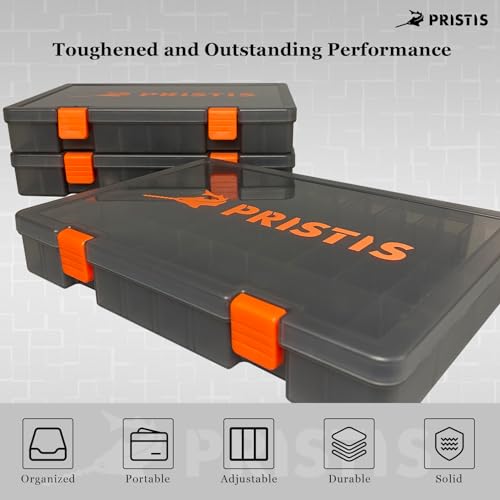 Pristis 2pcs Tackle Trays, 10.1"L 3600 High Strength Plastic Lure Storage, Container with Removable Dividers, Portable Tool Box for Hardware Fitting & Fishing Parts, Adjustable Compartment Organizer