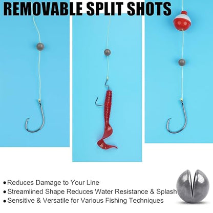 100pcs Split Shot Fishing Weights Removable Round Fly Fishing Line Sinkers Reuseable Clip On Weights Freshwater Saltwater Split Shot Fishing Sinkers - style: 100pcs-3g