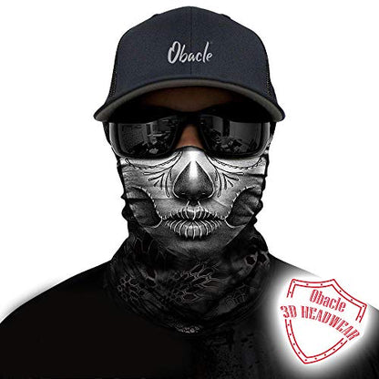 Obacle Skull Face Mask for Women Dust Wind Sun Protection Rave Festival Riding - color: Gray Net Face Black Nose