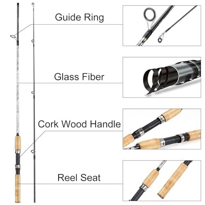 Sougayilang Spinning & Casting Rods, Strong Carbon&Glass Composite Fishing Rod with Stainless Steel Line Guides for Bass, Trout, Panfish, Catfish - color: Spinning, size: 7'6" MH- Fast- 2piece