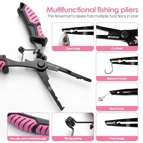 Fishing Tools Kit-Stainless Steel Fishing Pliers, Fish Lip Gripper, Multi-Functional Jaw Anti-Corrosion, Fishmen Must Have Fishing Gear - color: Pink