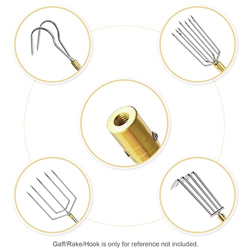 Cyfie Retractable Fishing Gaff, 4.8/6.6/7.8/9.4/16.4ft Telescopic Fishing Gaff with 8mm Screw, Capable for Fish Gig Spear Harpoon Hook, Ice and Saltwater Fishing Gaff Pole for Hunting Fish Frog Mole - color: 16.4 Feet Retractable Pole
