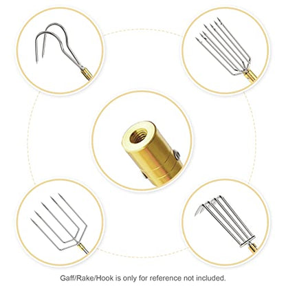 Cyfie Retractable Fishing Gaff, 4.8/6.6/7.8/9.4/16.4ft Telescopic Fishing Gaff with 8mm Screw, Capable for Fish Gig Spear Harpoon Hook, Ice and Saltwater Fishing Gaff Pole for Hunting Fish Frog Mole - color: 16.4 Feet Retractable Pole