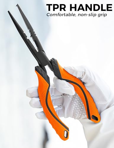 2PC Fishing Tool Kit - 7" Fillet Knife,Fishing Pliers,Multitool Hook Remover Fishing Pliers,Fishing Gear for Saltwater - color: 9.4"Fishing Pliers Orange